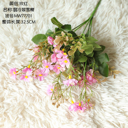 Artificial Green Plant Snow Cherry Blossom - Stunning Fake Flower Decor for Weddings & Events - Craftsmanship Inspired by INS Aesthetics - Model MW77701