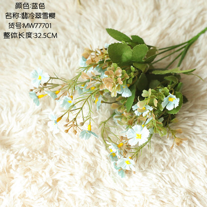 Artificial Green Plant Snow Cherry Blossom - Stunning Fake Flower Decor for Weddings & Events - Craftsmanship Inspired by INS Aesthetics - Model MW77701