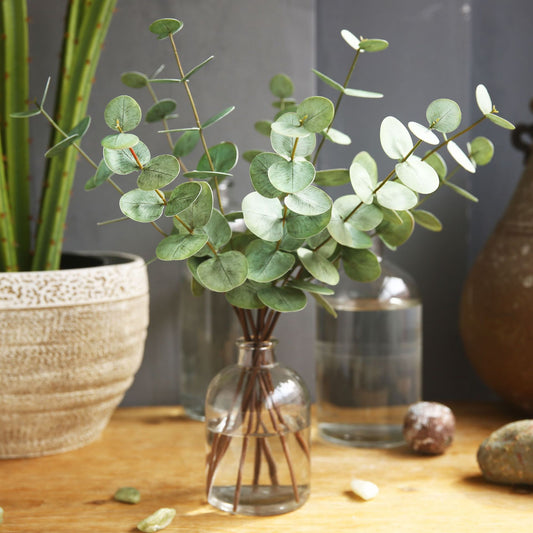 Elegant Single Stem Faux Eucalyptus Flower - Stylish Indoor Decoration for Living Room and Home Decor