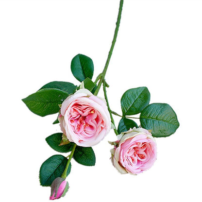 Realistic Artificial Rose Bouquet - 3 Head English Bud Roses for Home Décor, Photography, Weddings, and Event Decorations