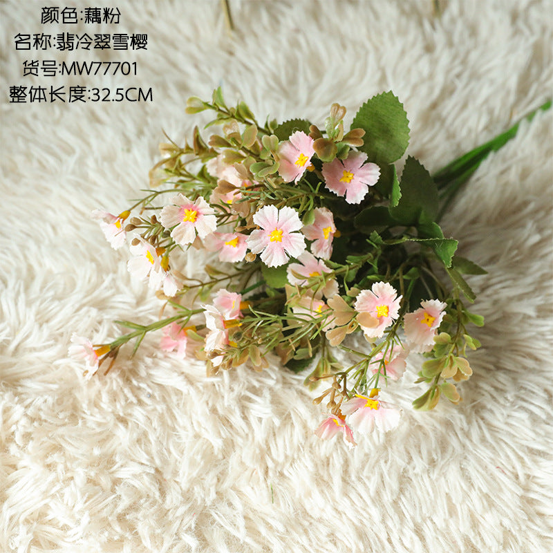 Artificial Green Plant Snow Cherry Blossom - Stunning Fake Flower Decor for Weddings & Events - Craftsmanship Inspired by INS Aesthetics - Model MW77701