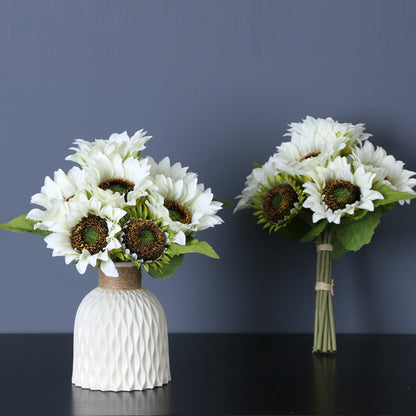 Realistic Sunflower Bouquet - 9-Head Artificial Sunflowers for Weddings and Photography - Perfect for Bridal Bouquets and Home Decor