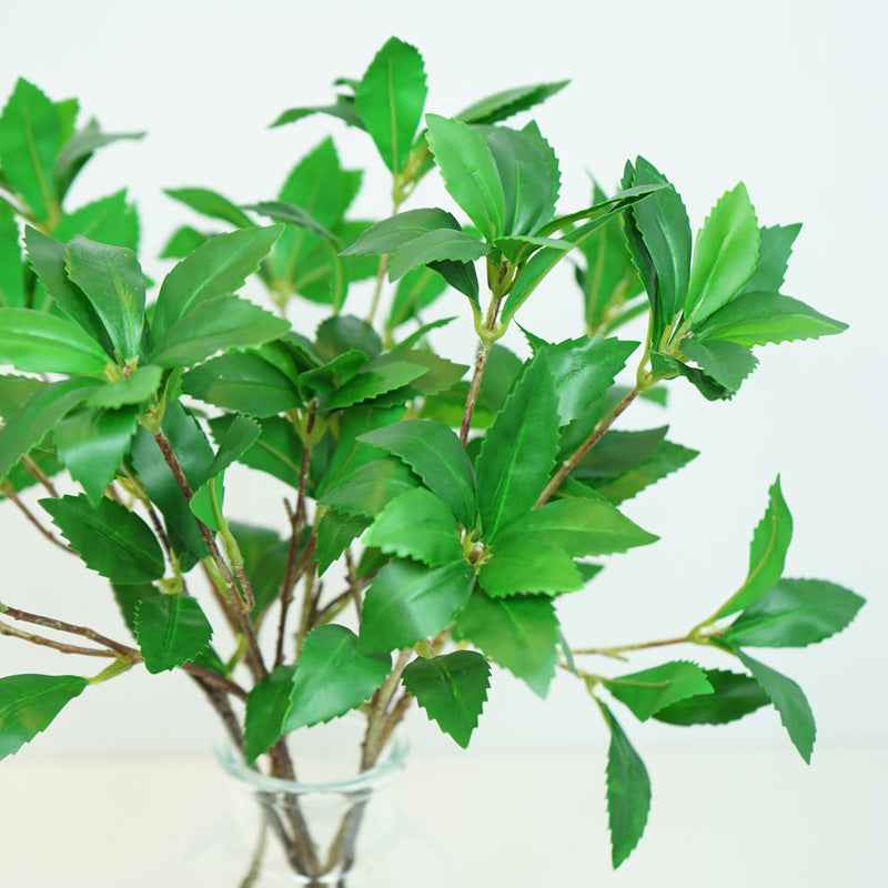 High-Quality Artificial Ma Zui Mu Green Plant Leaves - Trendy Decorative Faux Flowers for Office Desktop Arrangements