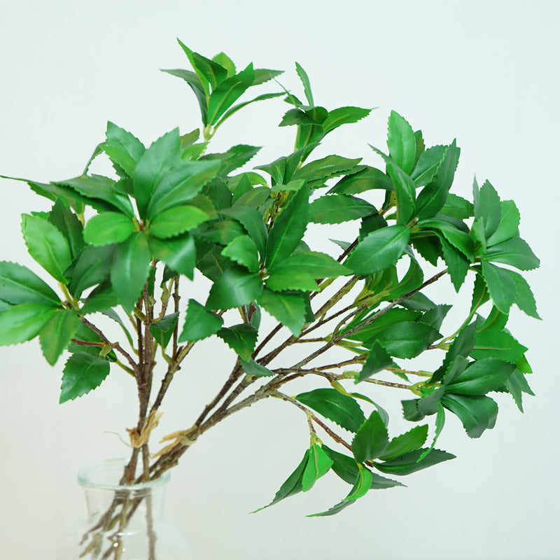 High-Quality Artificial Ma Zui Mu Green Plant Leaves - Trendy Decorative Faux Flowers for Office Desktop Arrangements