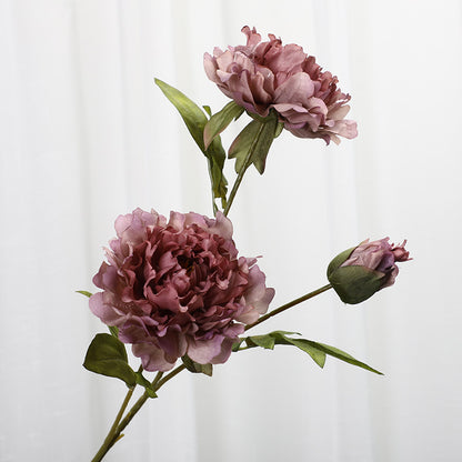 Stunning 3-Head Faux Peach Blossom Peony Flowers - Perfect for Autumn Wedding Decor and Home Living Room Accents - Realistic Artificial Plants for Wall Decoration