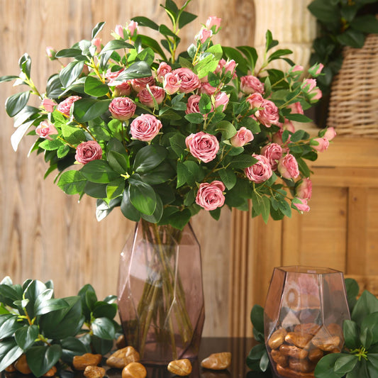 Stunning Milan Rose Artificial Flower Arrangement in Elegant Ceramic Vase - Perfect for Living Room Décor and Home Styling