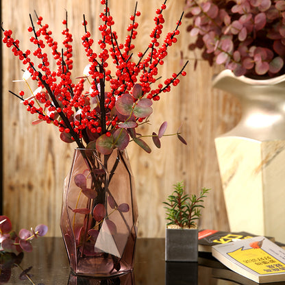 Realistic North American Winterberry Faux Flowers - Stunning Decorative Arrangement for Living Room and Dining Table Centerpieces