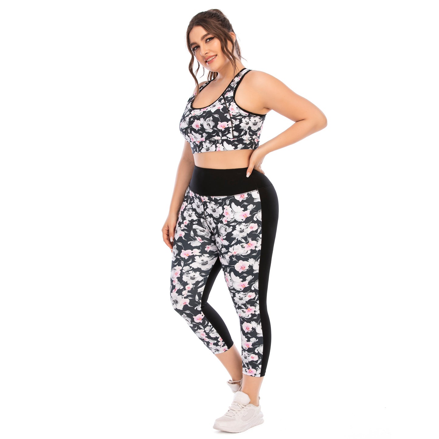 Plus Size Fitness Outfit Set Yoga Clothing with Form Fitting Barbie Pants and Supportive Sports Bra AU Strength 12031 12032 for Comfort and Performance