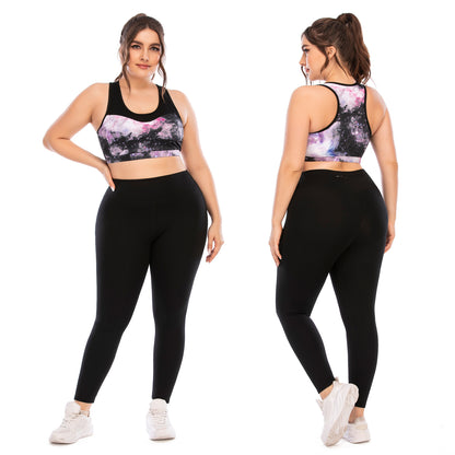 Plus Size Fitness Outfit Set Yoga Clothes with High Waisted Leggings and Supportive Sports Bra for Active Lifestyles by Aushili 12041 12042