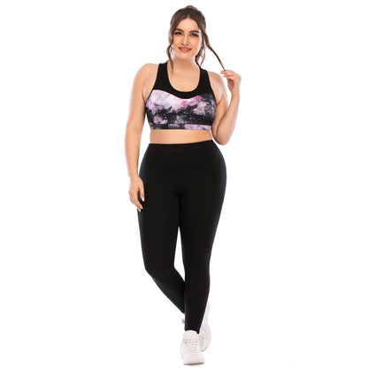 Plus Size Fitness Outfit Set Yoga Clothes with High Waisted Leggings and Supportive Sports Bra for Active Lifestyles by Aushili 12041 12042