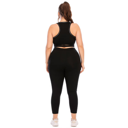 Plus Size Fitness Outfit Set Yoga Clothes with Compression Barbies Pants and Supportive Sports Bra Aus STYLE 12043 12044 for High Performance Workouts