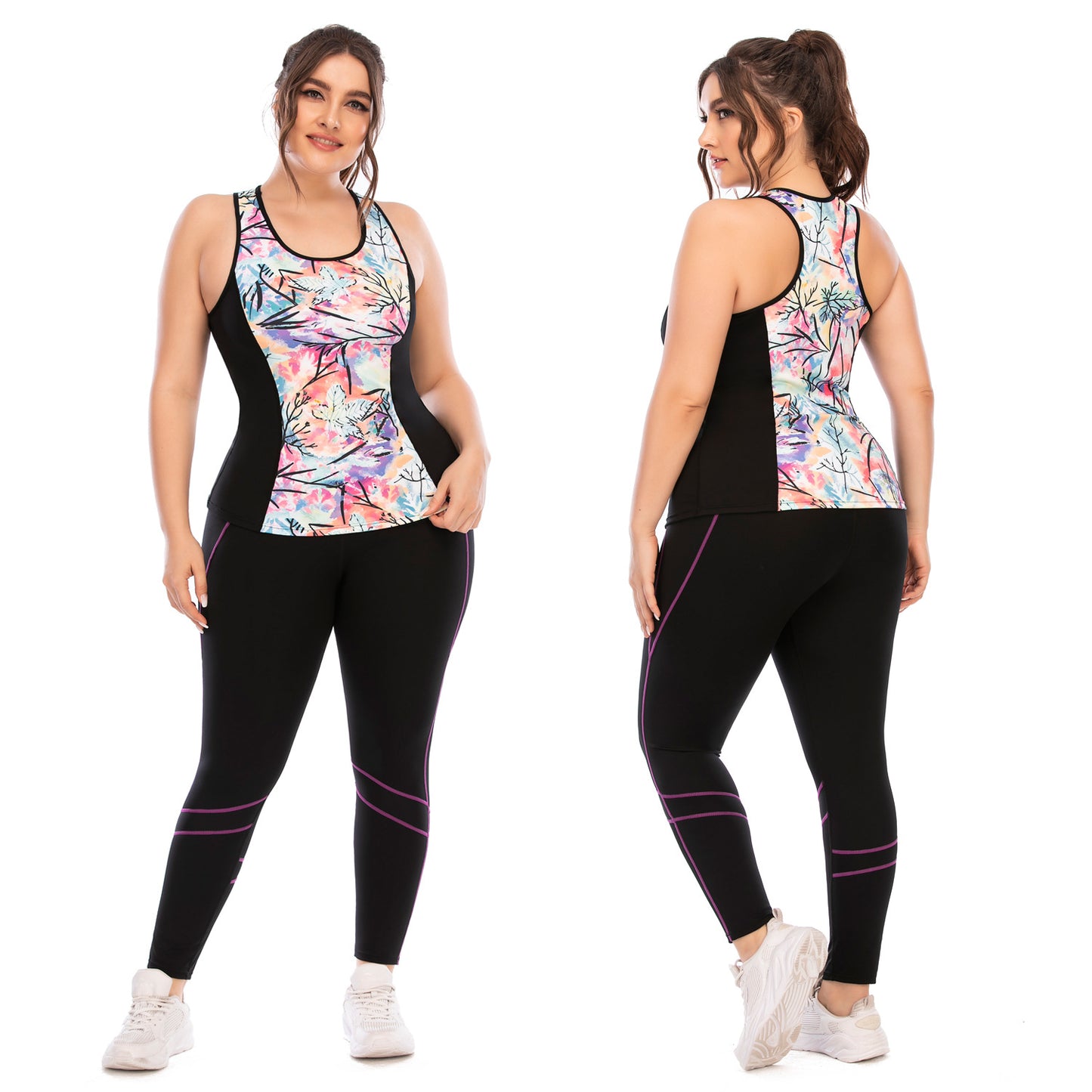 Plus Size Fitness Outfit Yoga Set with High Waisted Barbie Leggings and Supportive Sports Bra Achieve Comfort and Confidence in Every Workout