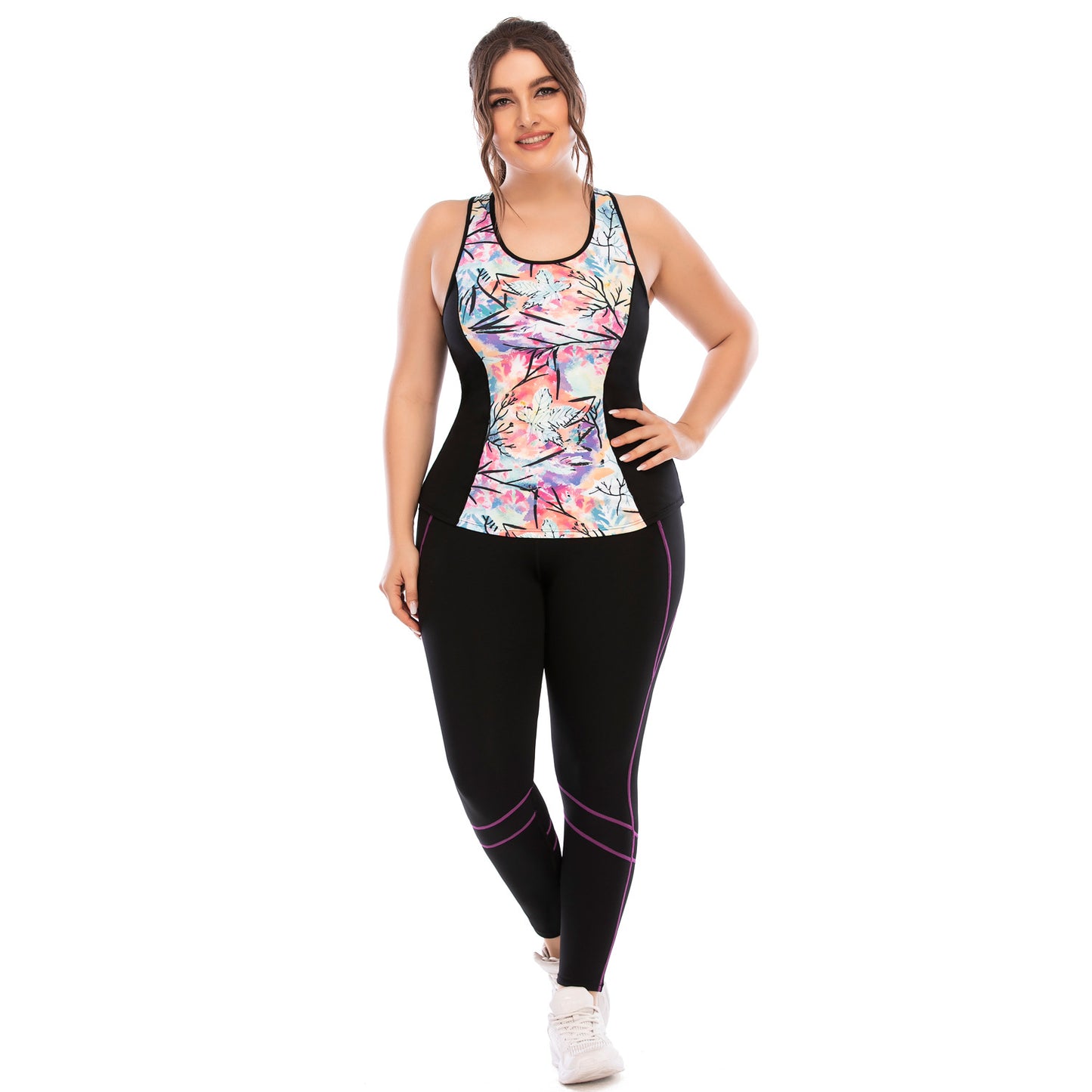 Plus Size Fitness Outfit Yoga Set with High Waisted Barbie Leggings and Supportive Sports Bra Achieve Comfort and Confidence in Every Workout