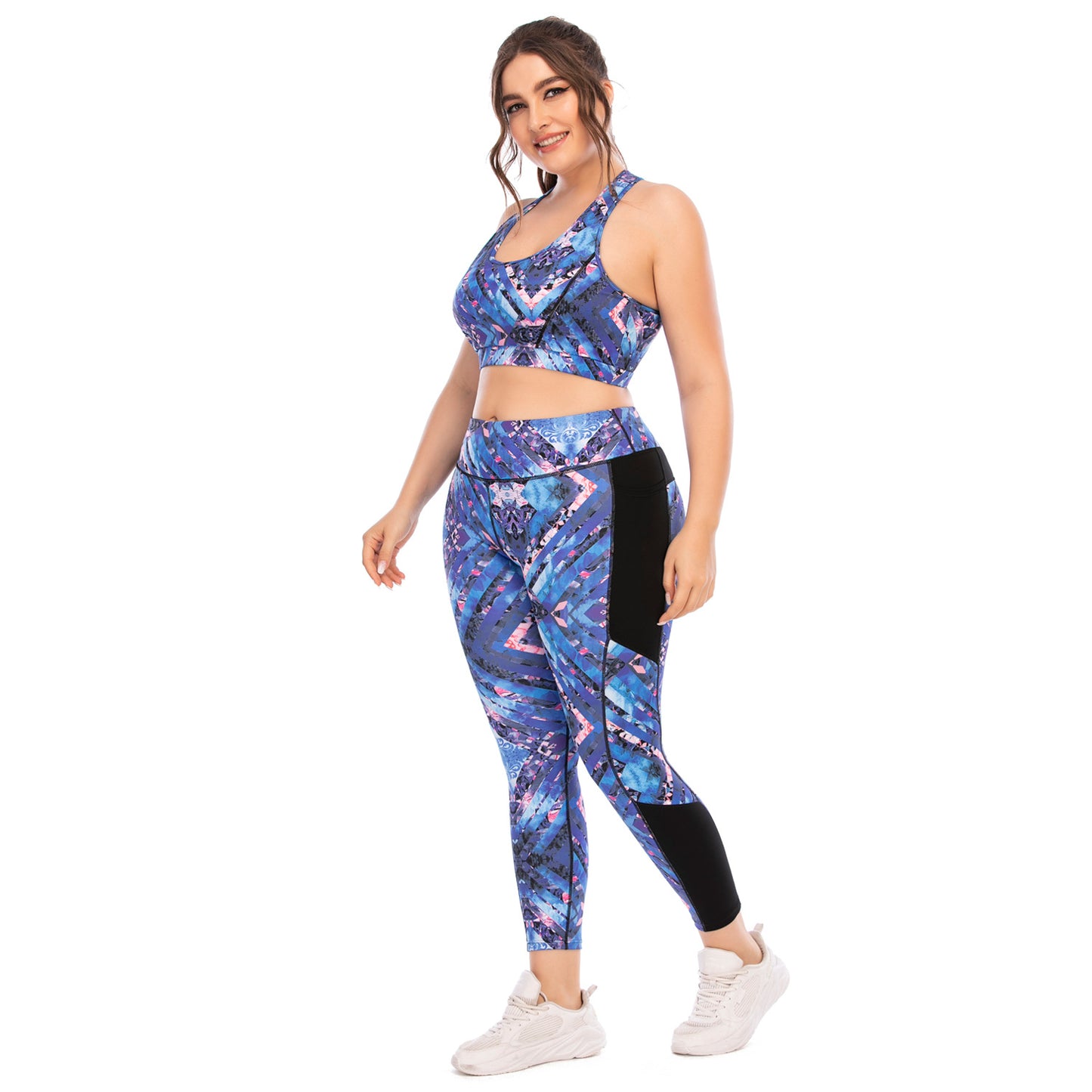 Plus Size Fitness Outfit Set High Performance Yoga Clothing with Comfortable Leggings Sport Bra for Women Style 12029 12030