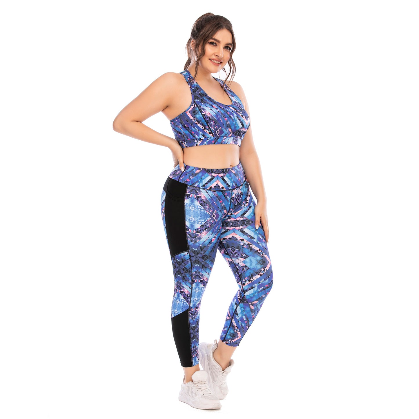 Plus Size Fitness Outfit Set High Performance Yoga Clothing with Comfortable Leggings Sport Bra for Women Style 12029 12030