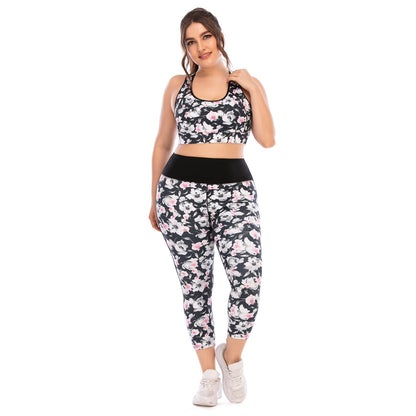 Plus Size Fitness Outfit Set Yoga Clothing with Form Fitting Barbie Pants and Supportive Sports Bra AU Strength 12031 12032 for Comfort and Performance