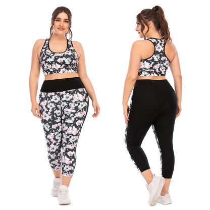 Plus Size Fitness Outfit Set Yoga Clothing with Form Fitting Barbie Pants and Supportive Sports Bra AU Strength 12031 12032 for Comfort and Performance