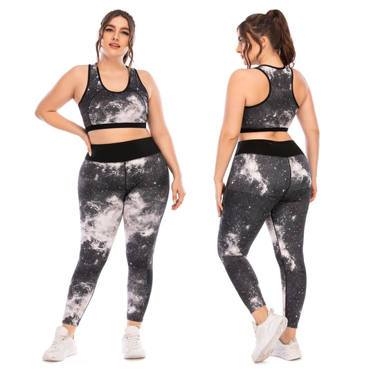 Plus Size Women's Fitness Apparel Set Yoga Outfit with Slimming Leggings and Supportive Sports Bra and Comfortable Activewear for Every Workout Model AusStyle 12039 12040