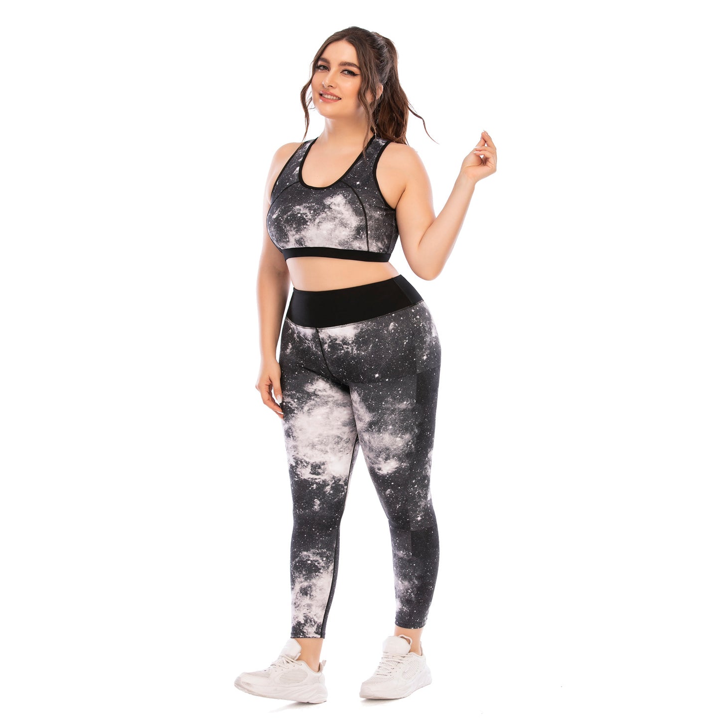 Plus Size Women's Fitness Apparel Set Yoga Outfit with Slimming Leggings and Supportive Sports Bra and Comfortable Activewear for Every Workout Model AusStyle 12039 12040