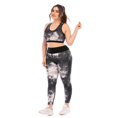 Plus Size Women's Fitness Apparel Set Yoga Outfit with Slimming Leggings and Supportive Sports Bra and Comfortable Activewear for Every Workout Model AusStyle 12039 12040