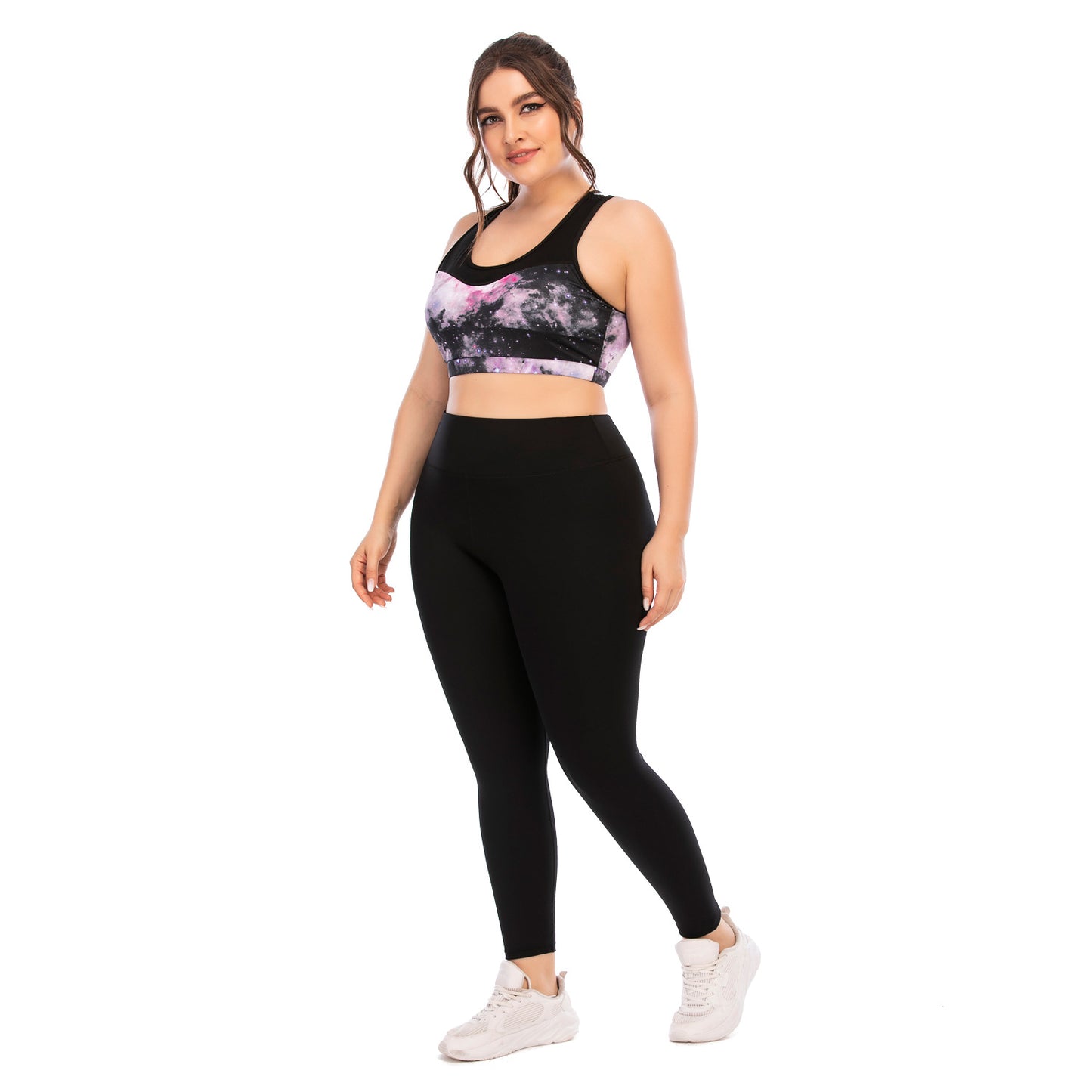 Plus Size Fitness Outfit Set Yoga Clothes with High Waisted Leggings and Supportive Sports Bra for Active Lifestyles by Aushili 12041 12042