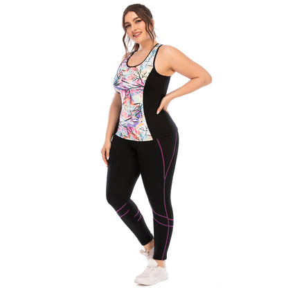 Plus Size Fitness Outfit Yoga Set with High Waisted Barbie Leggings and Supportive Sports Bra Achieve Comfort and Confidence in Every Workout