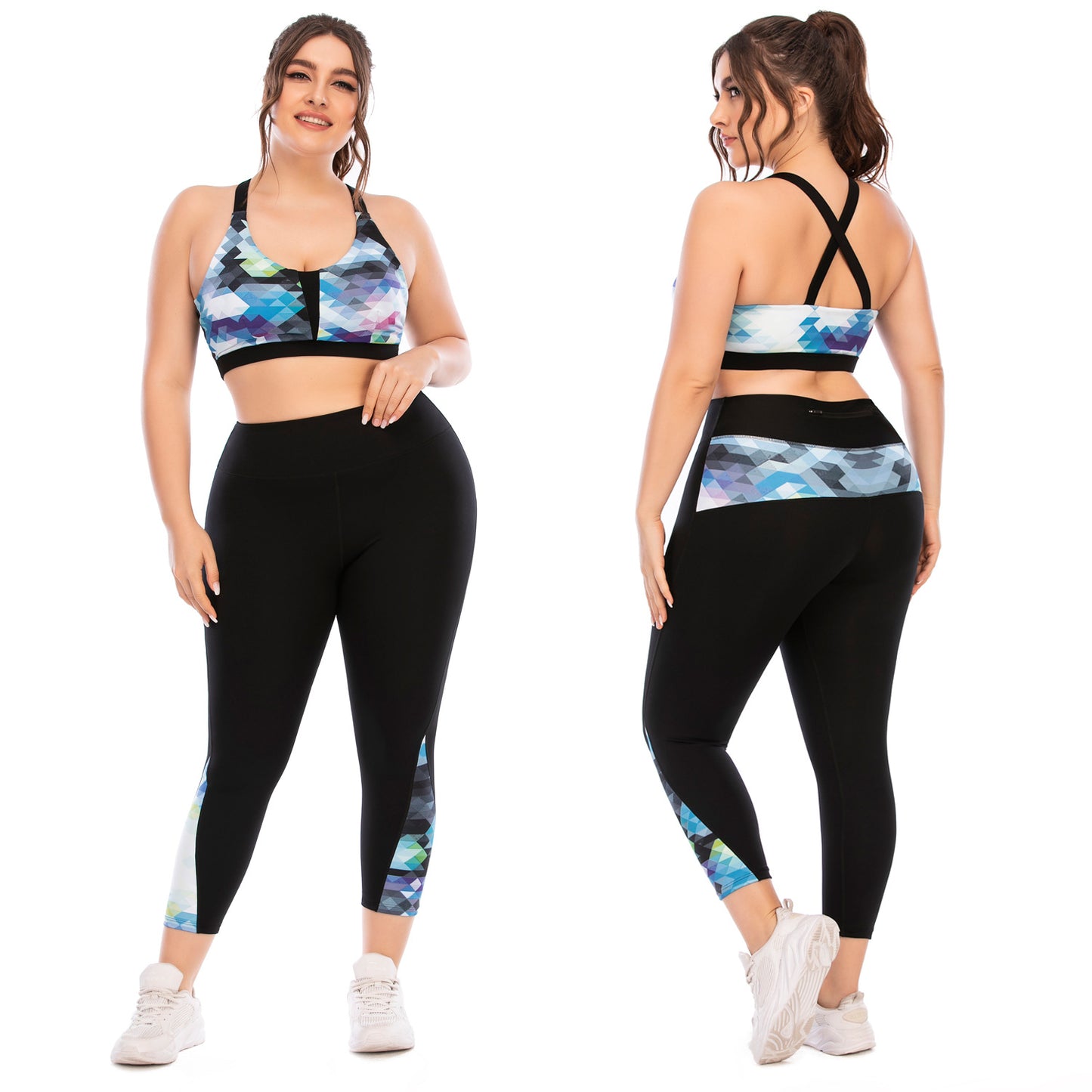 Plus Size Fitness Apparel Set Yoga Outfits with Compression Leggings and Sports Bra Enhance Your Workout with Ausstyle 1 12026