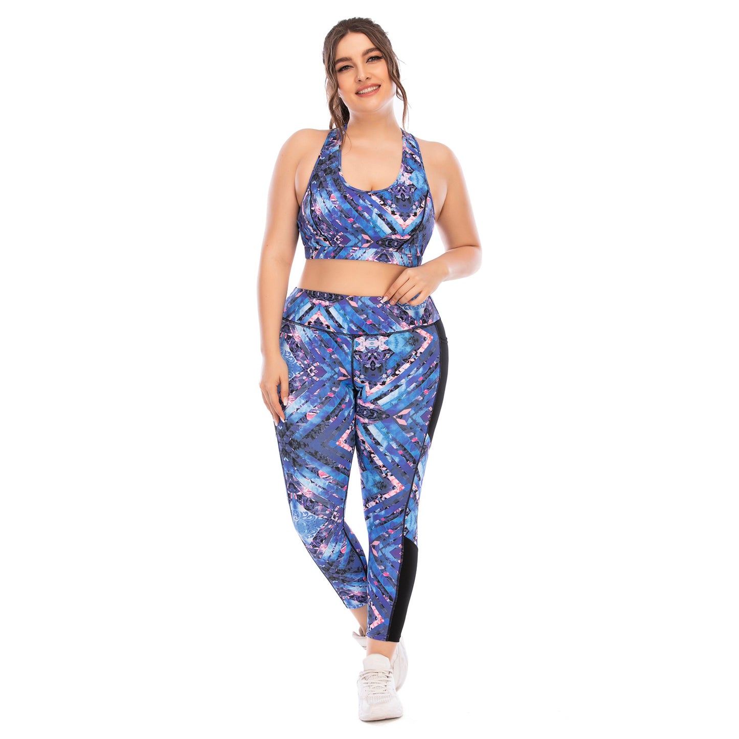 Plus Size Fitness Outfit Set High Performance Yoga Clothing with Comfortable Leggings Sport Bra for Women Style 12029 12030