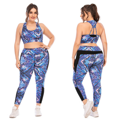 Plus Size Fitness Outfit Set High Performance Yoga Clothing with Comfortable Leggings Sport Bra for Women Style 12029 12030