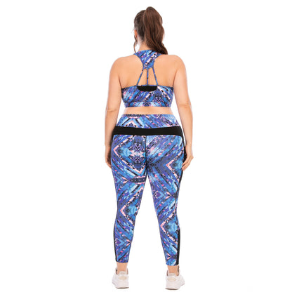 Plus Size Fitness Outfit Set High Performance Yoga Clothing with Comfortable Leggings Sport Bra for Women Style 12029 12030