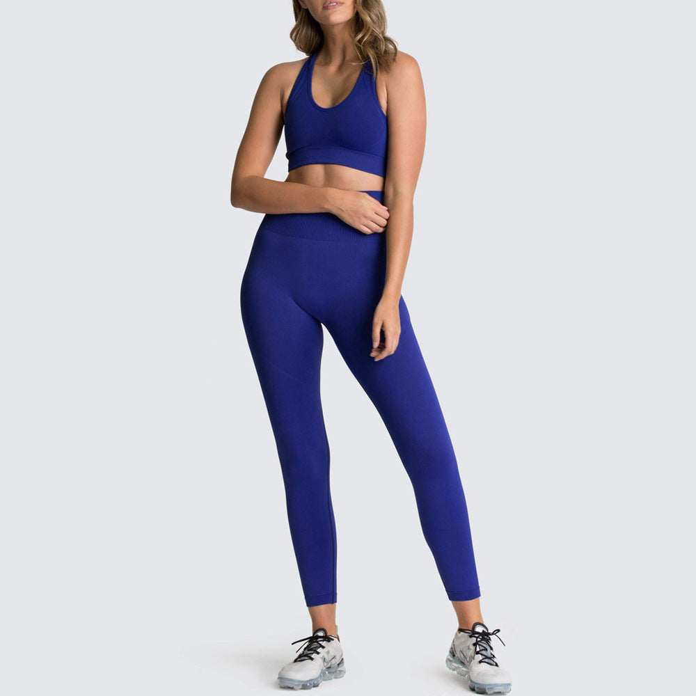 Seamless Fitness Yoga Set Breathable Sports Bra and Moisture Wicking Leggings for Comfort and Performance