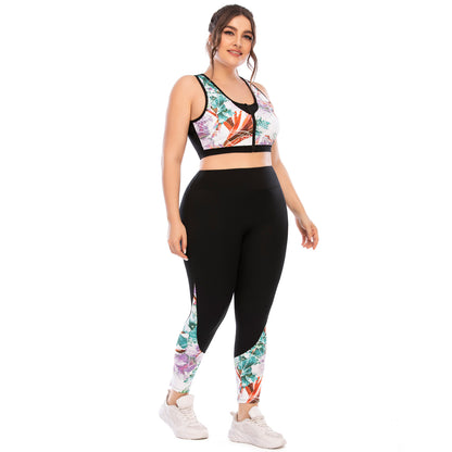 Plus Size Athletic Wear Set for Women High Performance Yoga Outfit with Compression Leggings and Supportive Sports Bra Styles 12035 12036