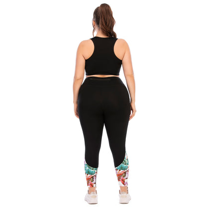 Plus Size Athletic Wear Set for Women High Performance Yoga Outfit with Compression Leggings and Supportive Sports Bra Styles 12035 12036