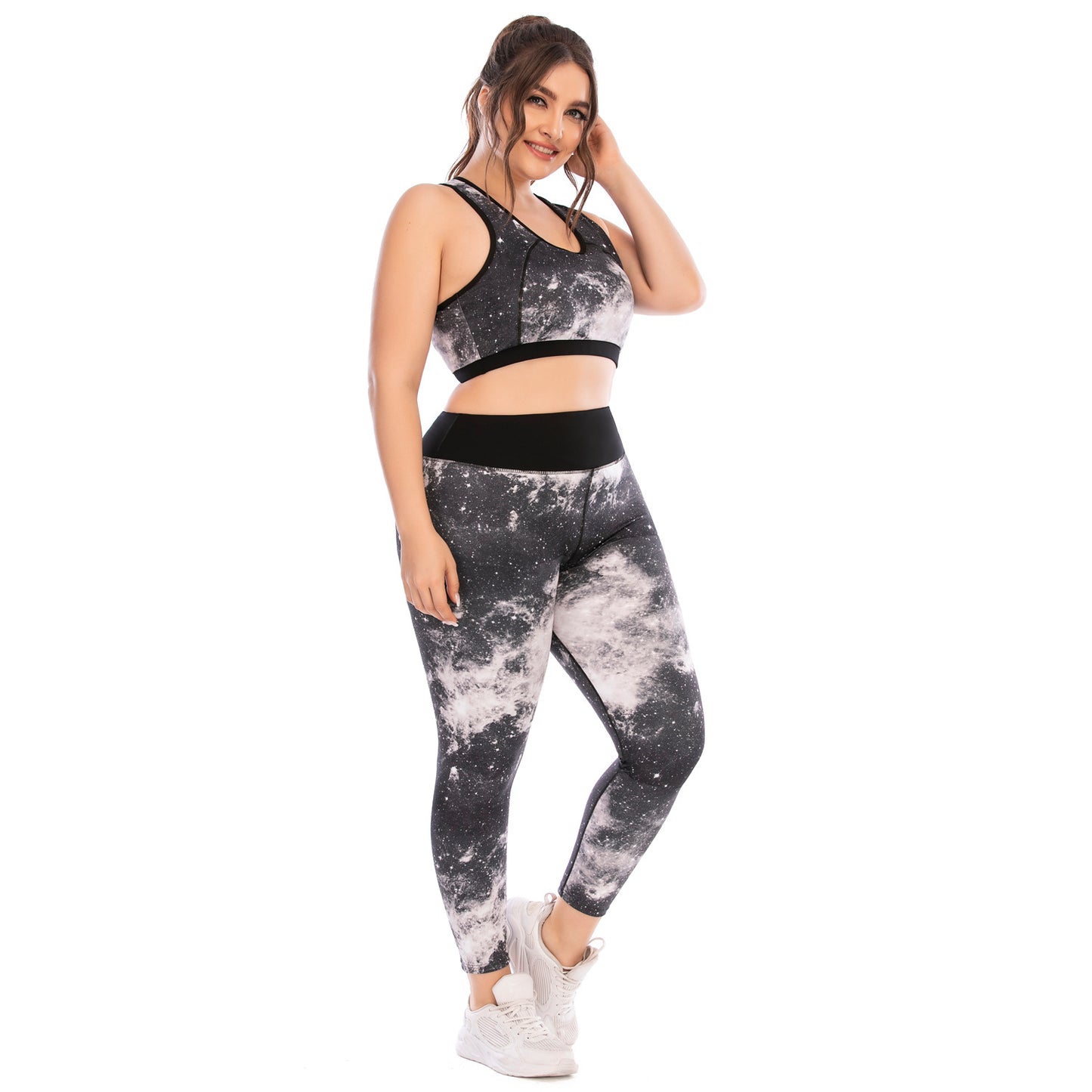 Plus Size Women's Fitness Apparel Set Yoga Outfit with Slimming Leggings and Supportive Sports Bra and Comfortable Activewear for Every Workout Model AusStyle 12039 12040