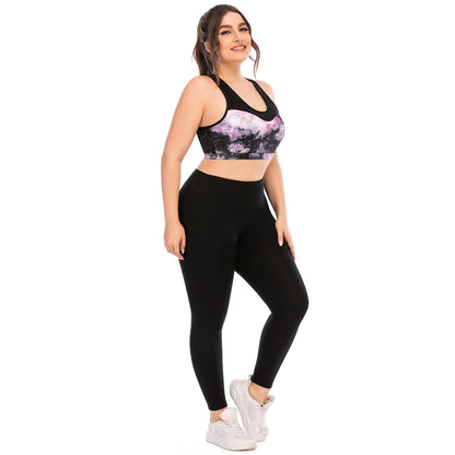 Plus Size Fitness Outfit Set Yoga Clothes with High Waisted Leggings and Supportive Sports Bra for Active Lifestyles by Aushili 12041 12042