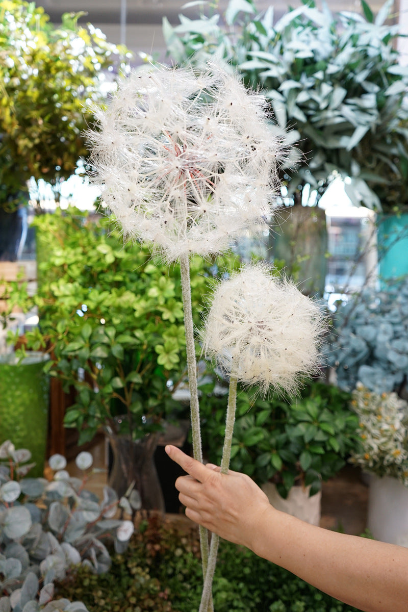 Dandelion Scandinavian Style Single Stem Large Artificial Flower - Elegant Home Floor Decor for Window Display and Wedding Floral Arrangements