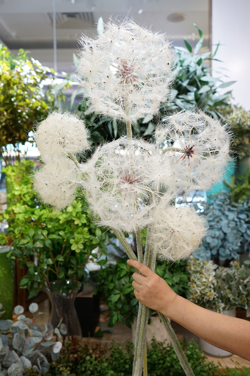 Dandelion Scandinavian Style Single Stem Large Artificial Flower - Elegant Home Floor Decor for Window Display and Wedding Floral Arrangements