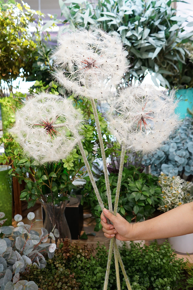 Dandelion Scandinavian Style Single Stem Large Artificial Flower - Elegant Home Floor Decor for Window Display and Wedding Floral Arrangements