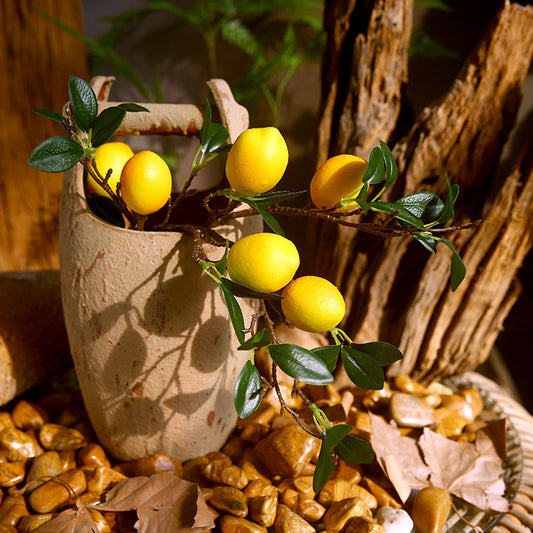 Beautiful Faux Lemon Branch Floral Arrangement - Fresh and Lively Table Centerpiece Perfect for Restaurant Decor and Home Accents