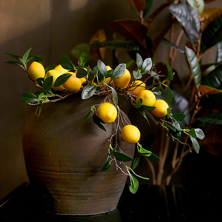 Beautiful Faux Lemon Branch Floral Arrangement - Fresh and Lively Table Centerpiece Perfect for Restaurant Decor and Home Accents