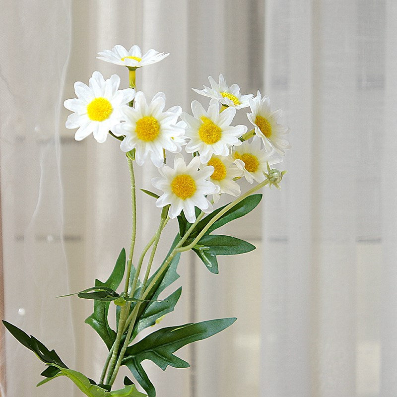 Elegant Faux Daisy Stem – 4-Branch Chamomile Artificial Flower for Home Decor, Wedding Arrangements, Event Styling, and Photography Props