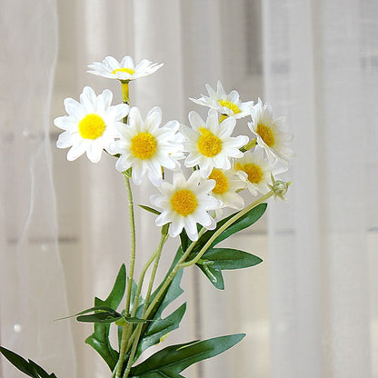 Elegant Faux Daisy Stem – 4-Branch Chamomile Artificial Flower for Home Decor, Wedding Arrangements, Event Styling, and Photography Props