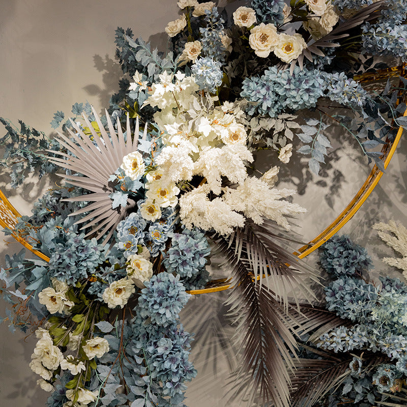 Enchanting Dreamy Blue Wedding Faux Floral Decorations for Soft Furnishings - Stunning Ceiling Archway Arrangements for a Memorable Ceremony