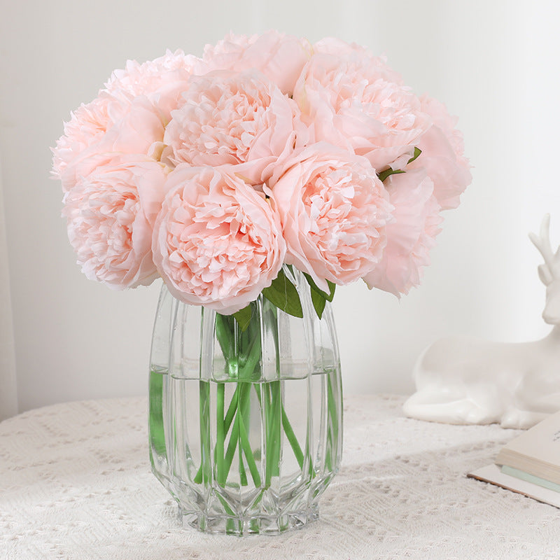 Elegant European-style 5-Head Artificial Peony Bouquet - Perfect for Home Decor, Wedding Decorations, and Charming Display Accents