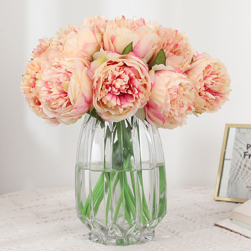 Elegant European-style 5-Head Artificial Peony Bouquet - Perfect for Home Decor, Wedding Decorations, and Charming Display Accents