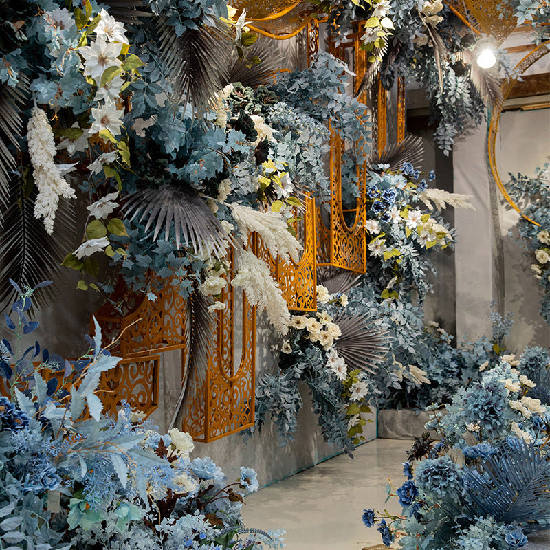 Enchanting Dreamy Blue Wedding Faux Floral Decorations for Soft Furnishings - Stunning Ceiling Archway Arrangements for a Memorable Ceremony