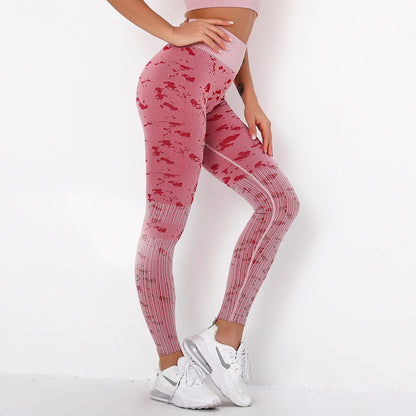 Seamless Jacquard Wireless Back Sports Bra Long Sleeve Yoga Top Leggings Set Women's Fitness and Gym Outfit in Cherry Blossom Print