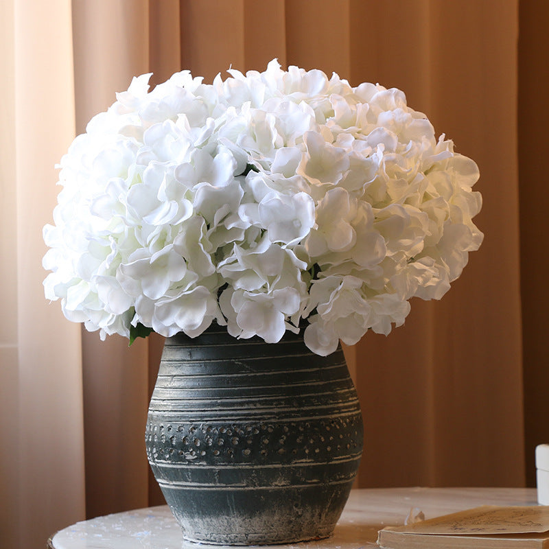 Charming Mallorca-Inspired Artificial Hydrangea Bouquet - 5-Head Silk Flower Arrangement for Home Decor, Weddings, and Floral Wall Displays