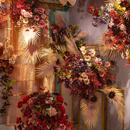 Stunning Deep Red Wedding Faux Flowers - Elegant Ceiling Displays & Aisle Floral Arrangements for Unforgettable Celebrations