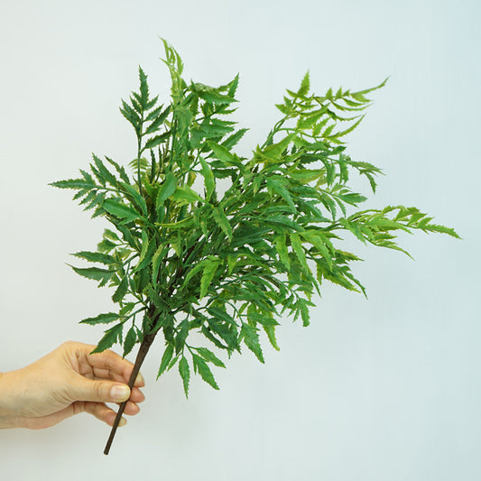 Realistic Touch Greenery: Maple Leaf Fern Wall Decor with Lush Grass for Vibrant Living Room and Dining Table Arrangements